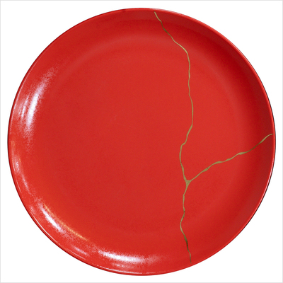 Teller flach 31 cm _Coral Kintsugi__top